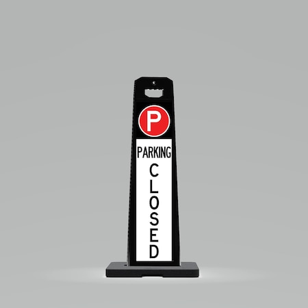 Plasticade 44.5x17.5x9in. Outdoor Standing Panel Sign, Double-Sided, PARKING CLOSED, 9 lb UV4109-BK-PRK2